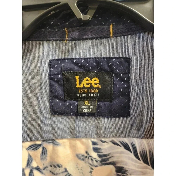 Lee Men's 100% Cotton Tropical Hawaiian Button Down Shirt Regular Fit Sz XL - Picture 2 of 8